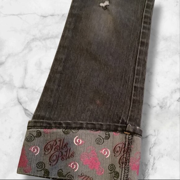 PellePelle Girls Size 6X Black Jeans With Belle Belle Design & Embroidered Cuffs - Picture 4 of 16